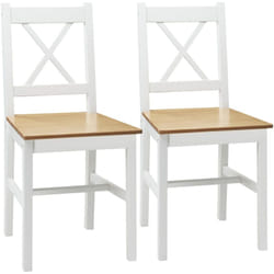 Lot de 2 chaises de salle à manger esprit campagne dossier croisé bois pin blanc