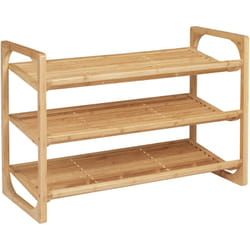 Homcom - tagère à chaussures bambou 3 étagères style naturel dim. 76L x 33l x 51H cm