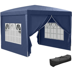 Outsunny - Tonnelle barnum pop-up pliant dim. 3L x 3l x 2,58H m 2 fenêtres sac transport acier Oxford bleu