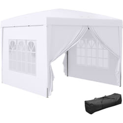Tonnelle barnum pop-up pliant dim. 3L x 3l x 2,58H m 2 fenêtres sac transport acier Oxford blanc