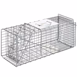 Piège de capture pliable pour petits animaux type lapin rat - 2 portes, poignée - dim. 66L x 24l x 30H cm - acier