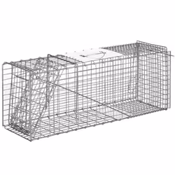 Piège de capture pliable pour petits animaux type lapin rat - 2 portes, poignée - dim. 81L x 26l x 34H cm - acier