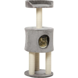 Arbre à chat griffoirs sisal naturel arbre à grimper H.103 cm niche plateforme d'observation peluche grise