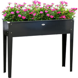 Outsunny - Jardinière sur pied carré potager 100L x 30l x 80H cm - trou drainage - acier galvanisé noir