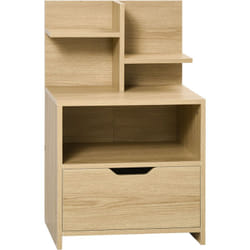 Homcom - Chevet table de nuit multi-rangement tiroir niche plateau 2 étagères aspect bois de chêne clair