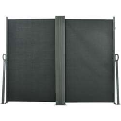 Double store latéral brise-vue paravent rétractable dim. 6L x 1,60H m polyester anti-UV haute densité gris