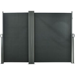 Double store latéral brise-vue paravent rétractable dim. 6L x 1,60H m polyester anti-UV haute densité gris
