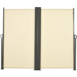 Double store latéral brise-vue paravent rétractable dim. 6L x 1,60H m polyester anti-UV haute densité crème