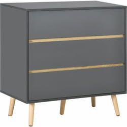 Homcom - Commode 3 tiroirs design scandinave panneaux particules gris aspect bois clair