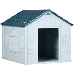 Pawhut - Niche pour chien design maisonnette - dim. 65L x 75l x 63H cm - pp bleu blanc