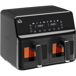 Homcom - Friteuse à air 2 paniers 2500W 8L - air fryer multifonction 8 programmes - température réglable - timer 60 min. - noir