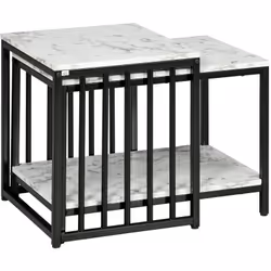Ce splendide lot de 2 tables basses gigognes design aspect marbre blanc apportera une touche d'élégance supplémentaire à votr ...