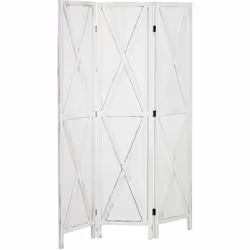 Succombez au charme campagnard chic de ce superbe paravent intérieur 3 panneaux en MDF et bois de paulownia blanc effet vieil ...