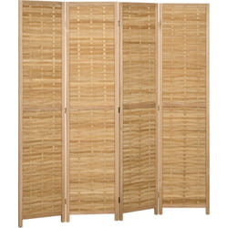 Homcom - Paravent intérieur séparateur de pièce pliable 4 panneaux dim. 160L x 170H cm bois bambou