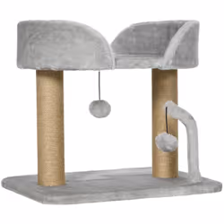 Ce magnifique arbre à chat design doté de 2 griffoirs, d'un panier et d'un jeu de 2 boules suspendues avec clochettes dorées ...