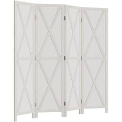 Homcom - Paravent intérieur 4 panneaux style campagnard chic - séparateur de pièce avec croisillons - bois de paulownia blanc