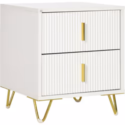 Description générale Ajoutez une touche art déco à votre intérieur avec cette élégante table de chevet bicolore blanc doré. É ...