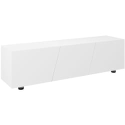 Homcom - Meuble tv Banc tv style contemporain 3 portes abattantes panneaux blanc laqué
