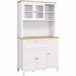Description générale Ce joli buffet haut bicolore blanc avec un aspect bois clair ajoutera une touche de modernité et d'éléga ...