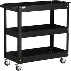 Chariot desserte d'atelier acier 3 plateaux sur roulettes avec poignée - charge max. 150 kg - 78,8 x 35,3 x 72 cm noir