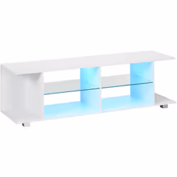 Ajoutez une touche supplémentaire de modernité et style à votre intérieur avec cette superbe table télé blanc laqué avec écla ...