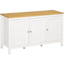 Buffet bas style classique chic - 3 portes, 2 étagères réglables - mdf panneaux blanc aspect bois clair
