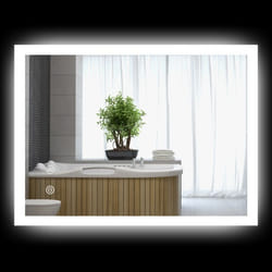 Miroir mural - kleankin - lumineux LED salle de bain 3 couleurs réglables tactile antibuée - verre - 80x60cm - transparent