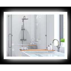 Miroir mural lumineux led de salle de bain - 80 x 60 cm - avec 3 couleurs, luminosité réglable interrupteur tactile système antibuée transparent