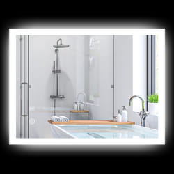 Miroir mural lumineux LED de salle de bain - 70L x 50l cm - avec 3 couleurs, luminosité réglable interrupteur tactile système antibuée transparent