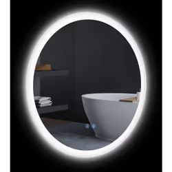 Miroir rond lumineux led de salle de bain ø 60 cm mural avec éclairage 3 couleurs interrupteur tactile système antibuée 29 w gris