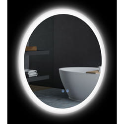 Miroir rond lumineux led de salle de bain ø 60 cm mural avec éclairage 3 couleurs interrupteur tactile système antibuée 29 w gris