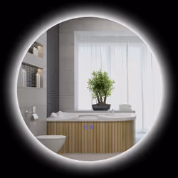 Kleankin - Miroir rond lumineux led de salle de bain 60 cm avec éclairage interrupteur tactile système antibuée miroir mural led à luminosité