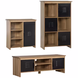 Ensemble Buffet Bibliothèque et Meuble TV - HOMCOM - Bois - 109x35x38cm - noir et marron