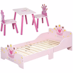 Lit Enfant et Ensemble table et chaises enfant - HOMCOM - MDF - 143x73x60cm - Rose