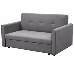 Canapé convertible 2 places style Chesterfield assise dossier effet capitonné coffre tissu gris 152x101x81cm Gris