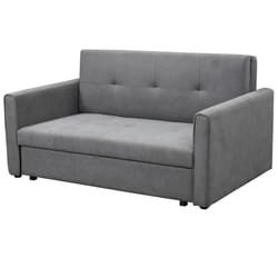 Canapé convertible 2 places style Chesterfield assise dossier effet capitonné coffre tissu gris 152x101x81cm Gris