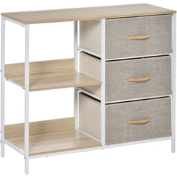Homcom - Meuble de rangement commode design - 3 tiroirs, 2 étagères - métal mdf non tissé beige