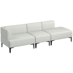 Homcom - Canapé 3 places design contemporain modulable piètement acier noir tissu aspect lin blanc cassé