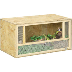 Pawhut - Terrarium - vivarium reptiles - 2 portes coulissantes verre trempé - parois maillées frontales - métal osb