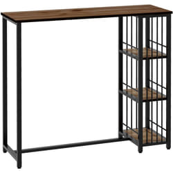 Homcom - Table de bar 3 étagères style industriel acier noir aspect panneaux aspect bois