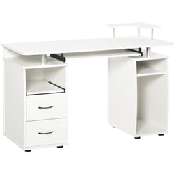 Homcom - Bureau informatique multimédia multi-rangements 120L x 55l x 85H cm panneaux particules blanc