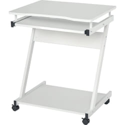 Homcom - Bureau informatique roulant - bureau mobile - table d'ordinateur - tablette coulissante clavier + étagère - blanc