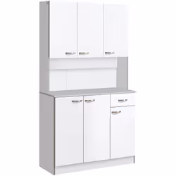 Description générale Ce joli buffet haut de cuisine blanc et gris avec poignées en métal aluminium ajoutera une touche de mod ...