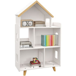 Zonekiz - Bibliothèque étagère scandinave design maison 5 niches étagère pieds effilés bois pin mdf blanc