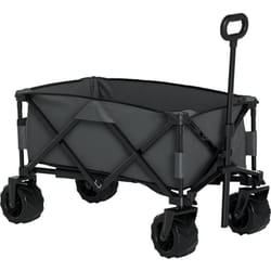 Outsunny - Chariot de transport pliable à roulettes - poignée télescopique - max. 70 Kg - métal noir oxford gris