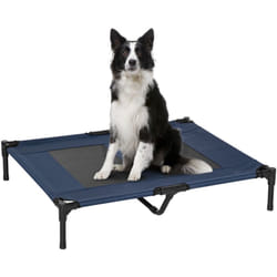 Lit sur pieds pour chien chat lit de camp animal lit surélevé Oxford textilène micro-perforé dim. 92L x 76l x 18H cm bleu