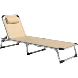 Bain de soleil transat pliable grand confort dossier réglable multi-position tétière alu. textilène beige