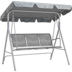Outsunny - Balancelle de jardin 3 places grand confort toit imperméabilisé inclinaison réglable assise et dossier ergonomique acier textilène gris