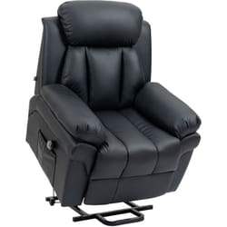 Fauteuil releveur inclinable avec repose-pied ajustable - fauteuil de relaxation électrique - revêtement synthétique noir