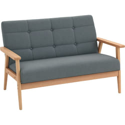 Canapé 2 places style scandinave dim. 115l x 66,5P x 73H cm bois tissu gris